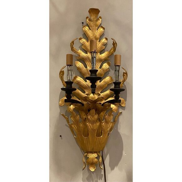 Vintage Large Tsarina Wall Gilded Sconse leaf acanthus disign by Murray’s  Iron - Picture 7 of 7